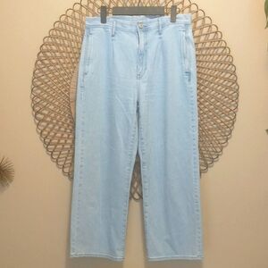 American Eagle Wide Leg Crop Jean Size 6 Light Wash